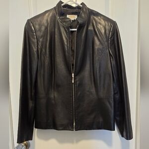 SOLD . . . . . Talbots Genuine Black Leather Jacket, Size M/L